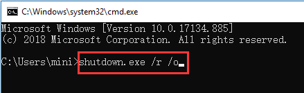 get to Advanced Options with Command Prompt