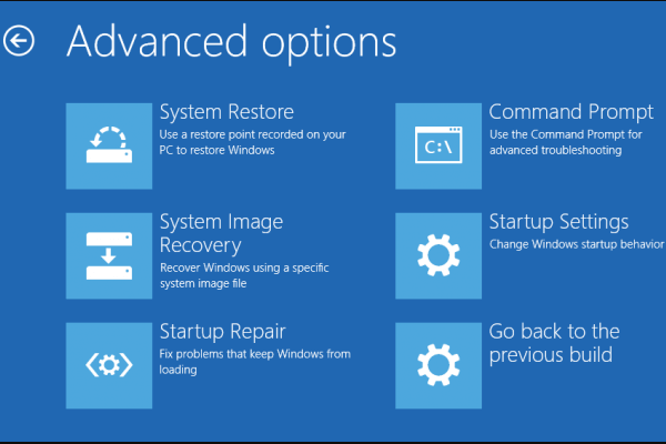 advanced options Windows 10
