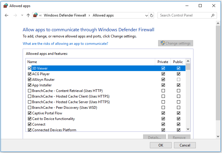 temporarily disable a program in Windows Defender Firewall