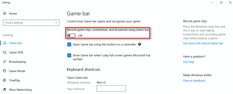 xbox game dvr - Windows Gamebar - how change capture bar position