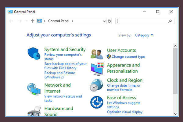 open control panel Windows 10