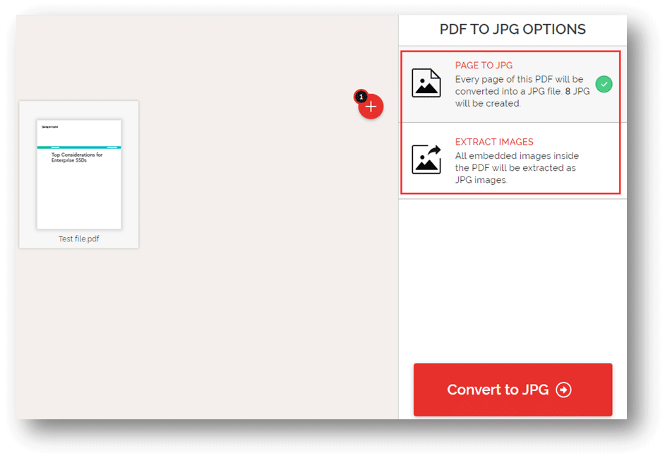 use iLovePDF to convert PDF to JPG