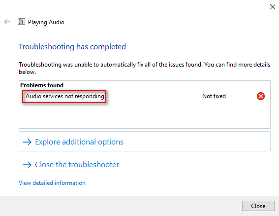 Audio services not responding