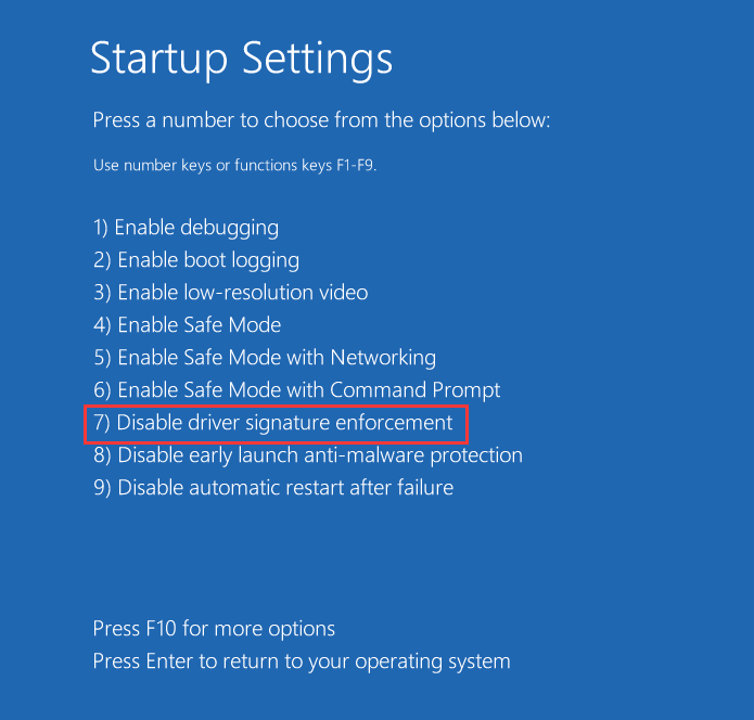 windows 8 or 10 driver signing disable