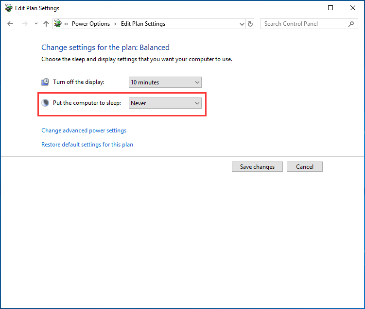 désactiver le mode veille Windows 10