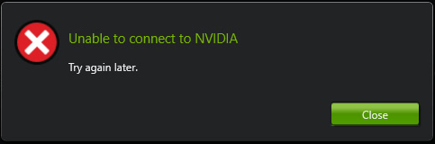 unable to connect to Nvidia