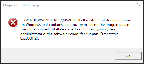 bad image error windows 10
