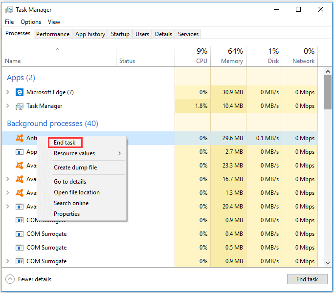reduce background processes in Task Manager