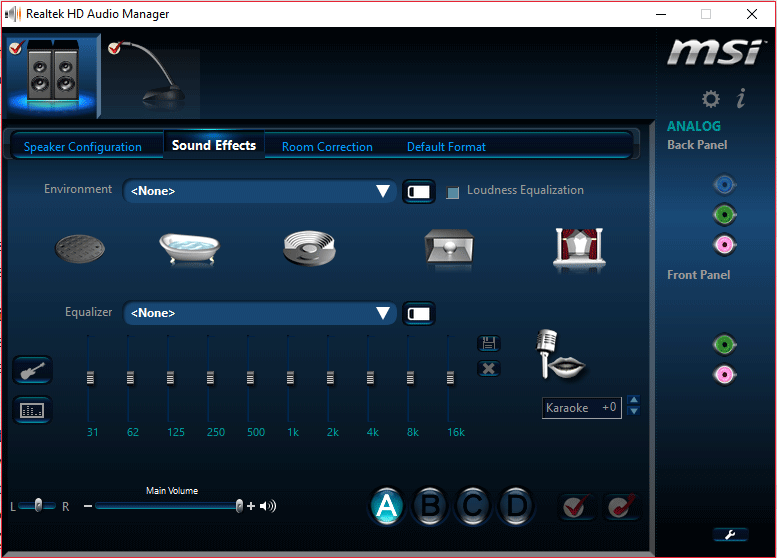 hd audio control panel