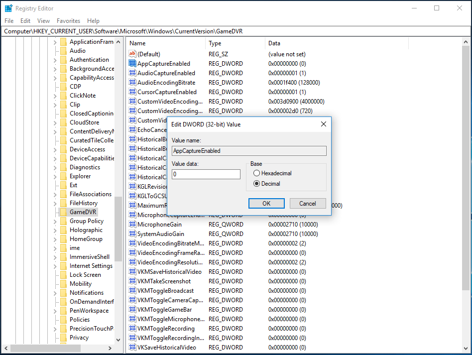 disable key binding in Registry Editor