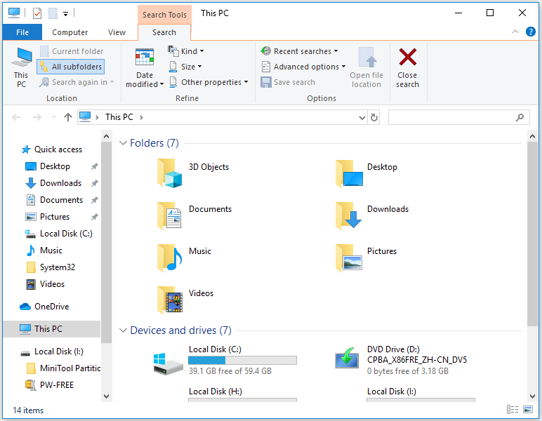 Windows 10 advanced file search