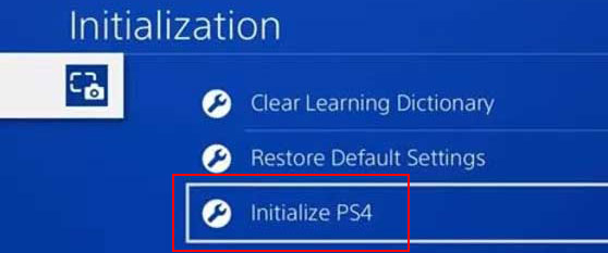select Initialize PS4