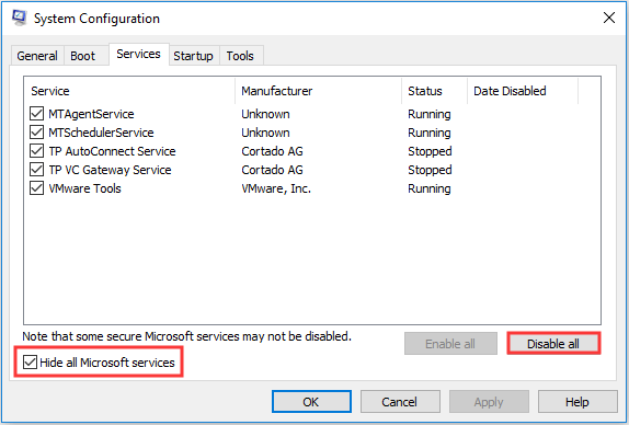 choose Disable all to continue