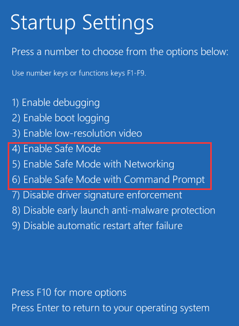 enable Safe Mode Windows 10