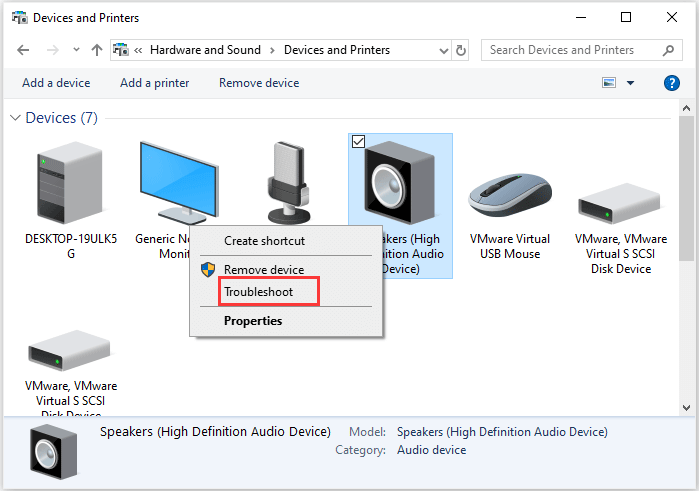 choose Troubleshoot