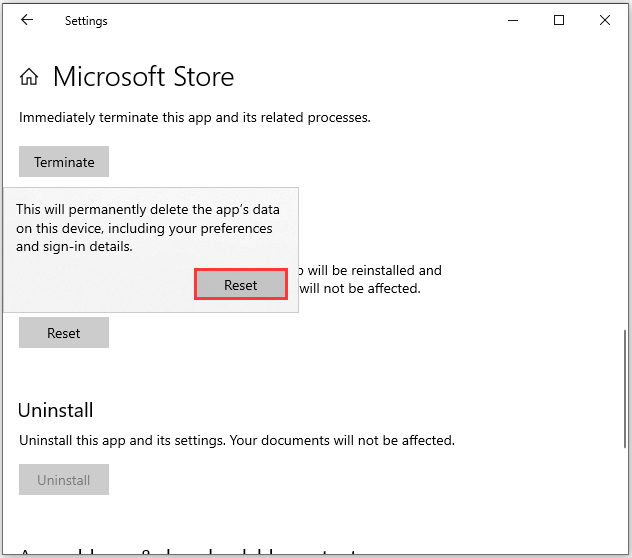 reset Microsoft Store