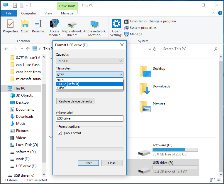 format USB to FAT32