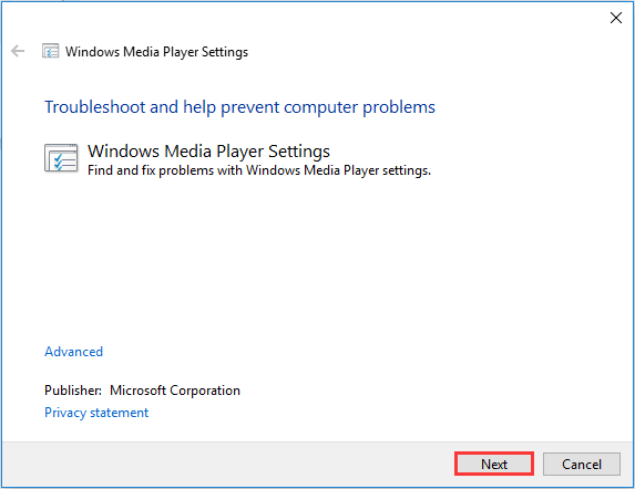 open Windows Media Player Troubleshooter