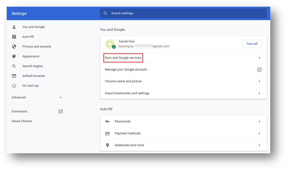 Синхронизировать google chrome