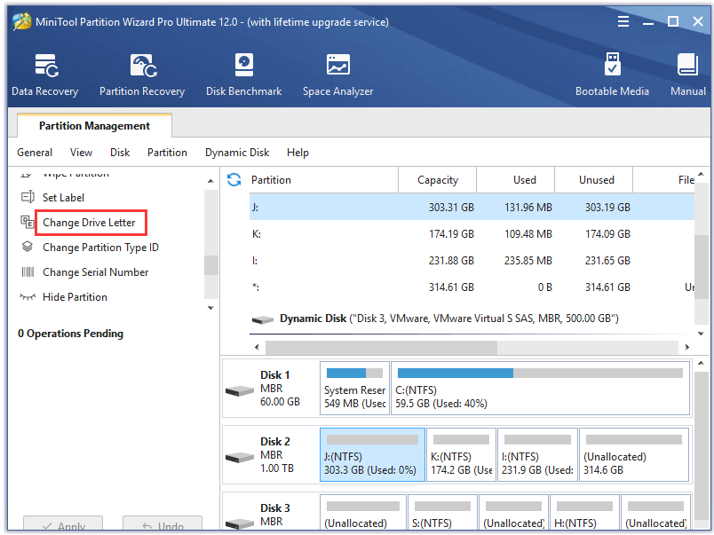 change drive letter with MiniTool Partition Wizard