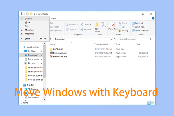 move window with keyboard