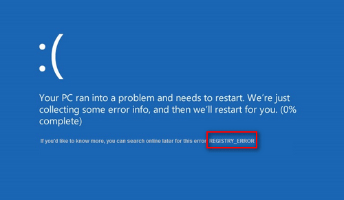 registry error windows 10 startup