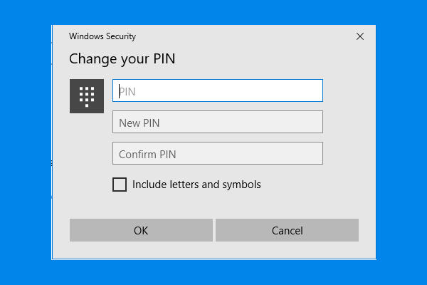 cannot add pin windows 10