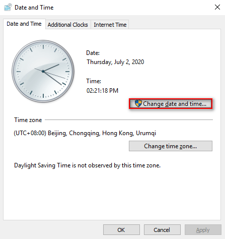 Change date and time