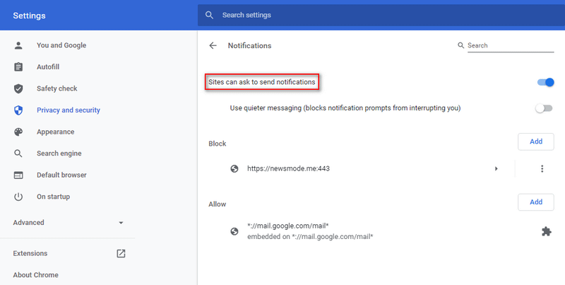 Sites can ask to send notifications