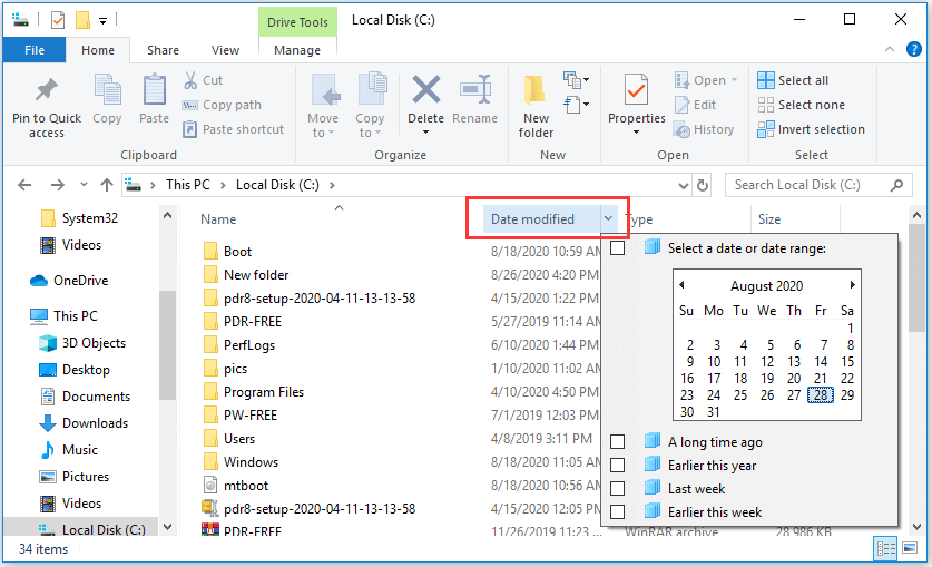 windows 10 how to find files by date