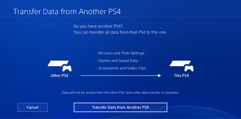 Transfer Data from Another PS4
