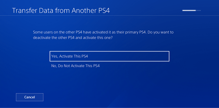 Activate Your Primary PS4