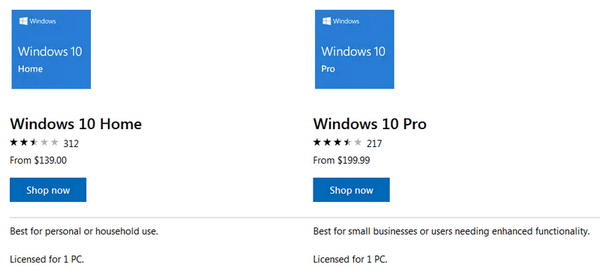 win 10 pro vs win 10 home