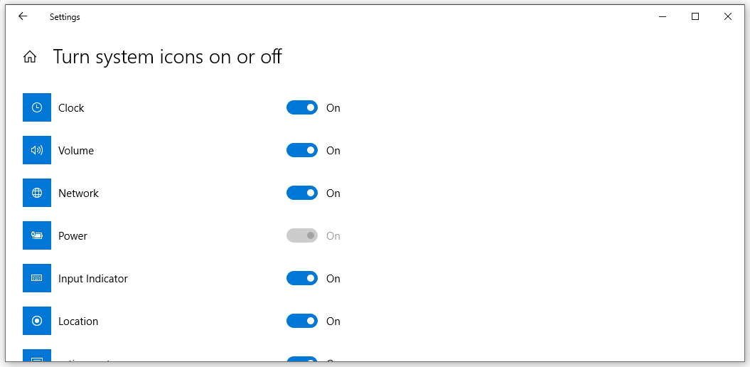 Turn system icons on or off