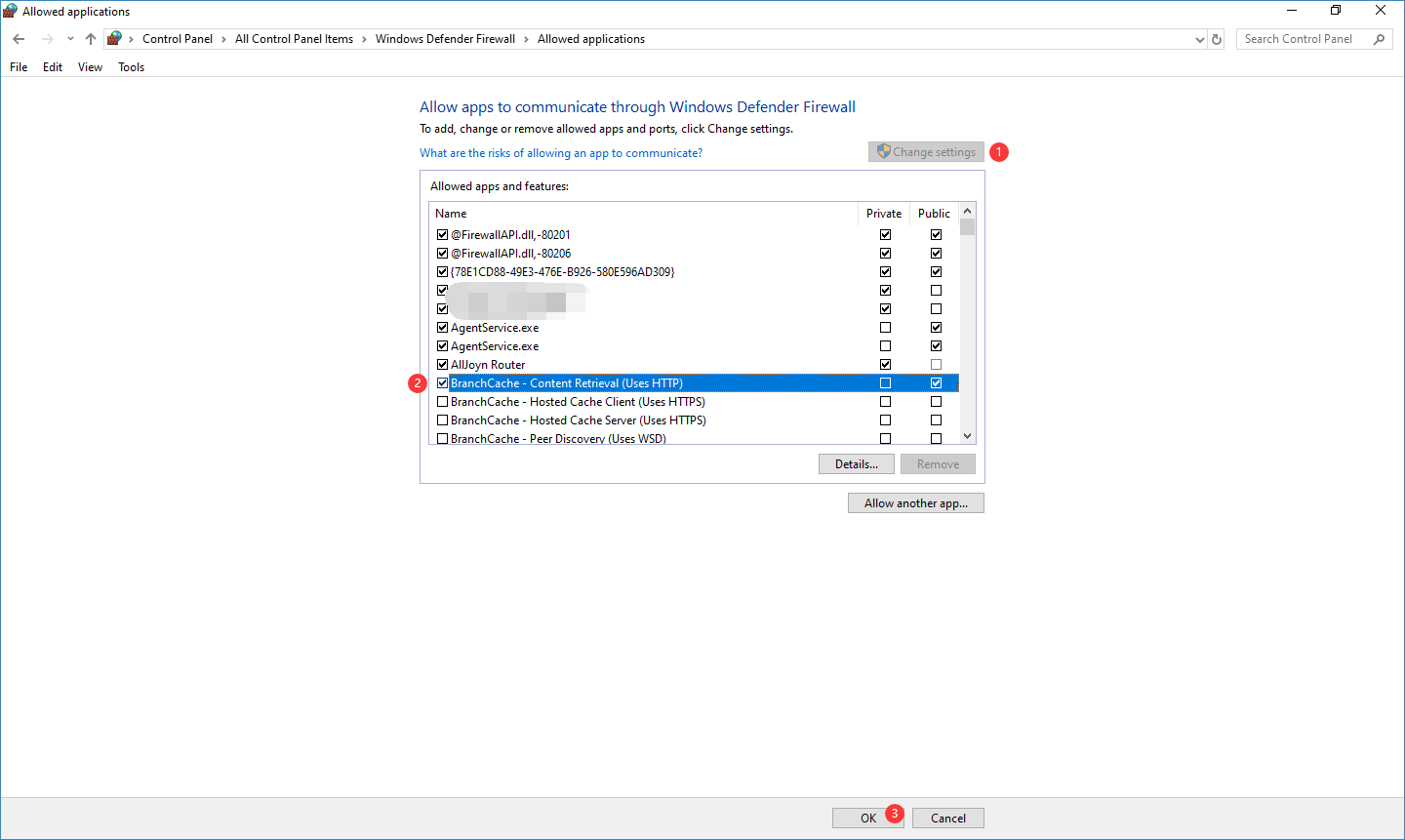 unblock a program in Firewall