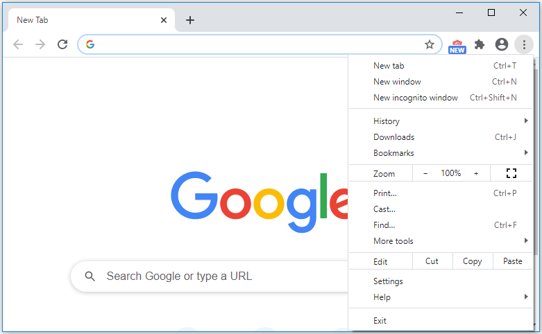 settings icon tab for google chrome