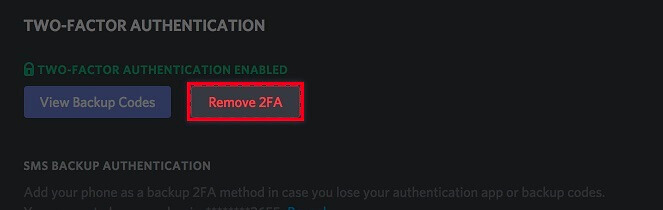 Discord Remove 2FA