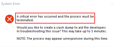 critical system error Valorant