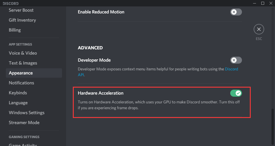 Enable/Disable Discord Hardware Acceleration