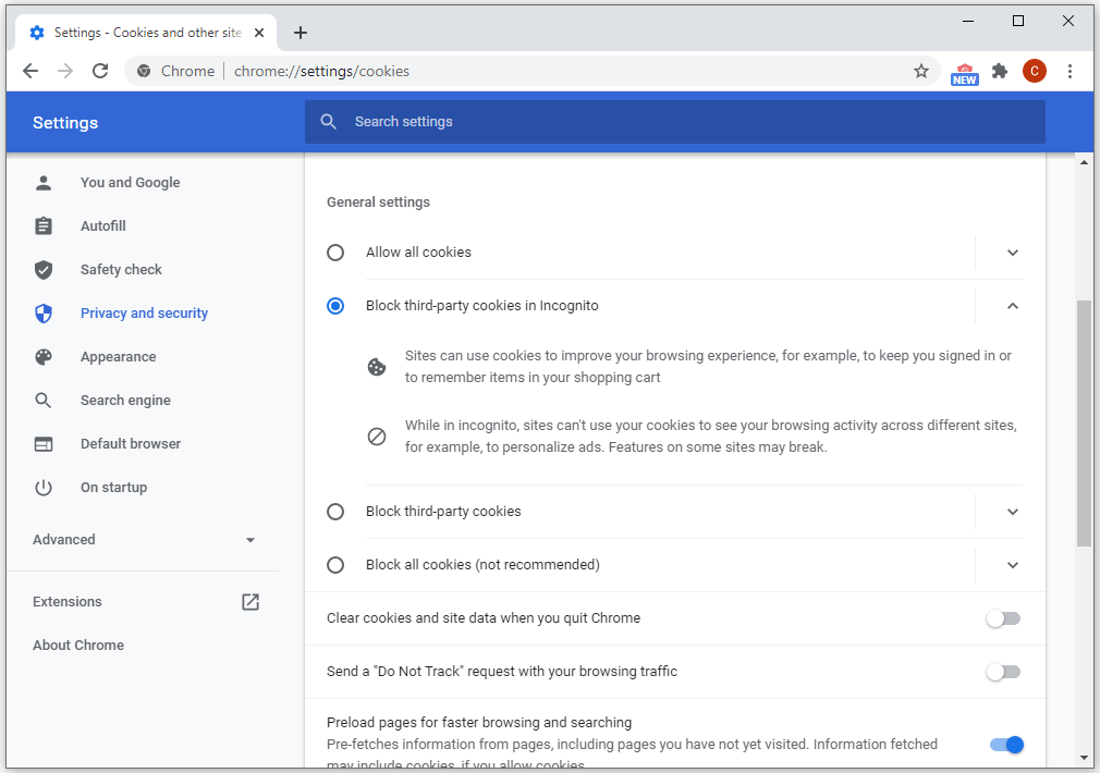 turn off clear cookies and site data when you quit chrome