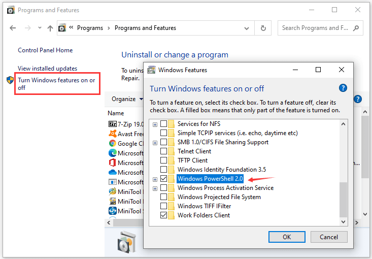 uninstall PowerShell from Control Panel