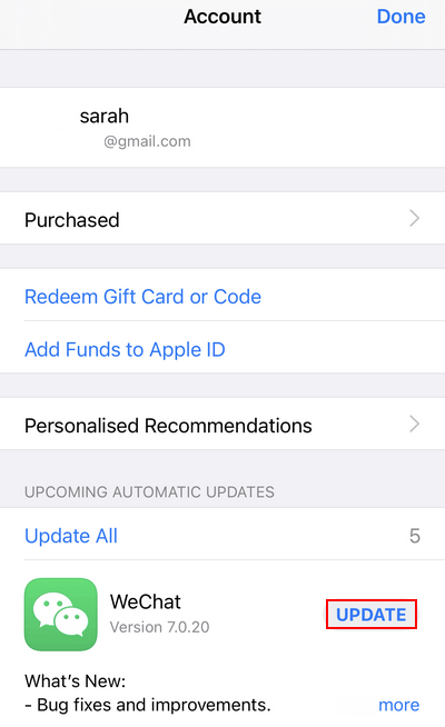 Update in App Store