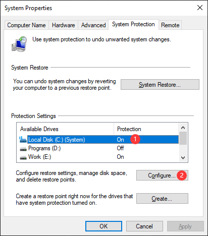 select C drive to configure