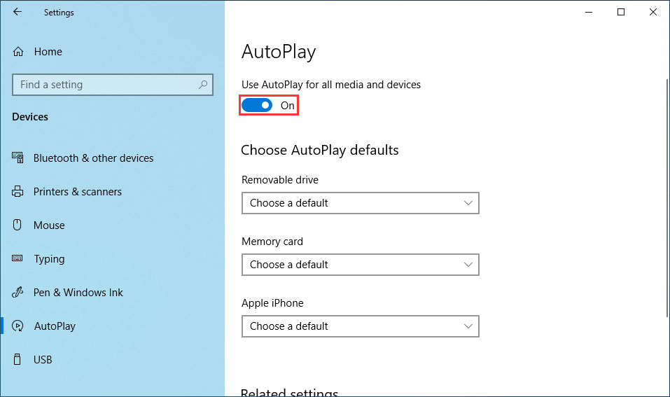 re-enable Windows 10 AutoPlay