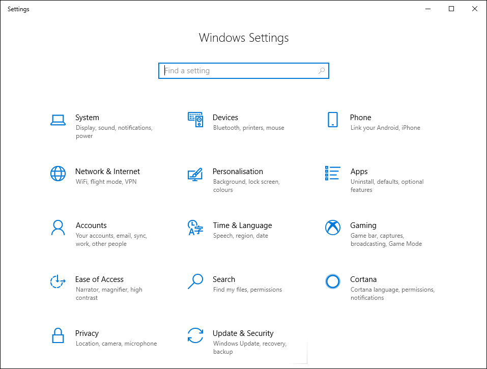 Windows 10 Settings