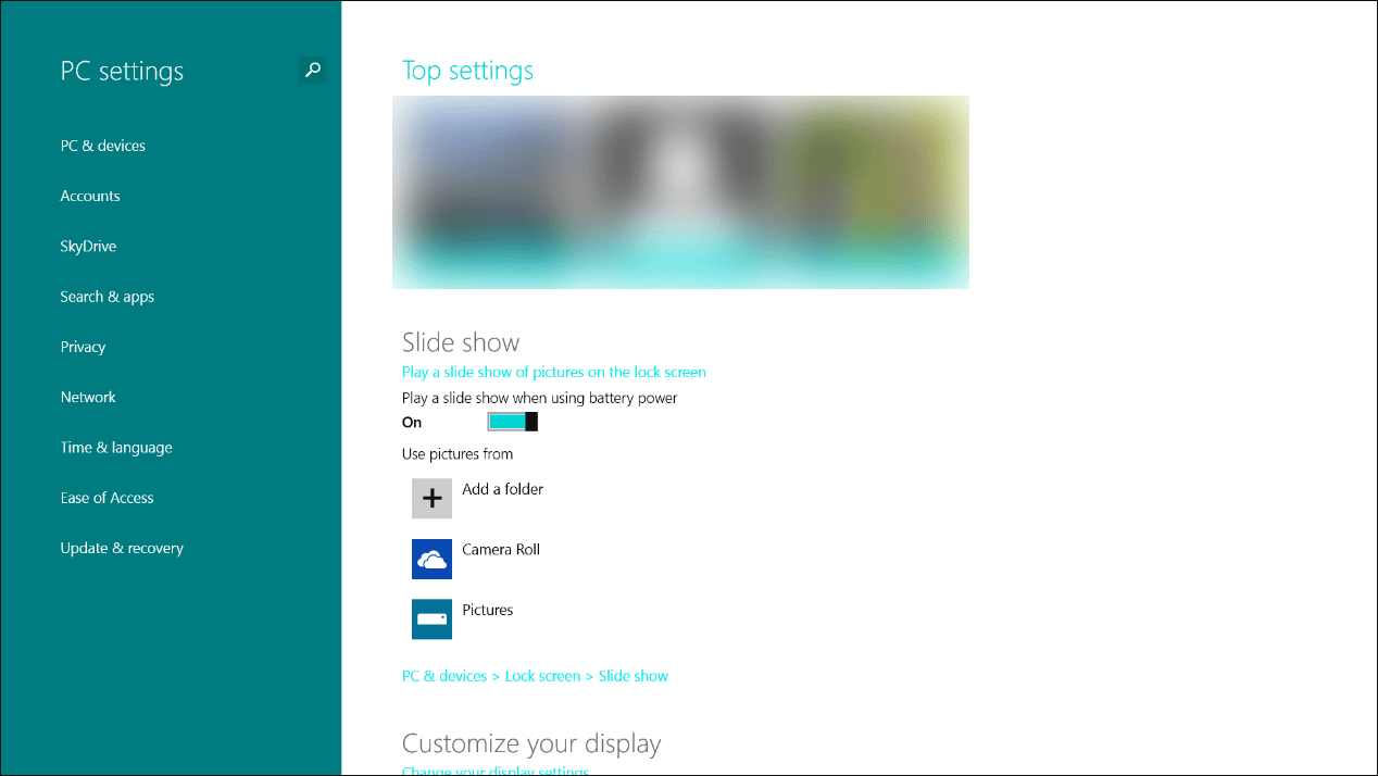 Windows 8 Settings