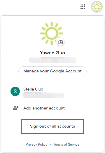 Sign out google account