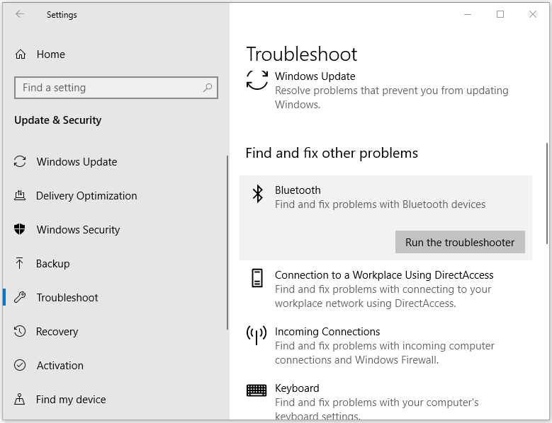 troubleshoot Windows 10 Bluetooth issues