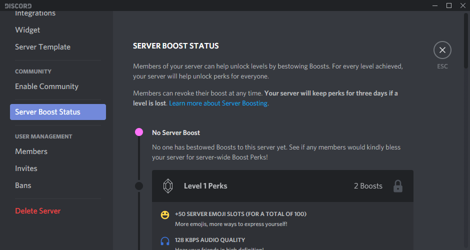 Discord Server 부스트 상태