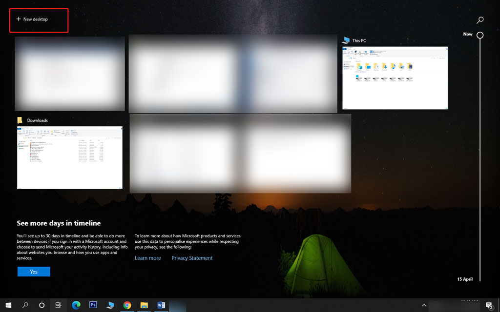 click New desktop